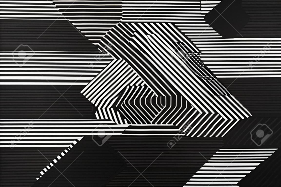 Texture de tissu avec des lignes abstraites. Fond de tissu avec des lignes noires et blanches. Fond noir et blanc abstrait.