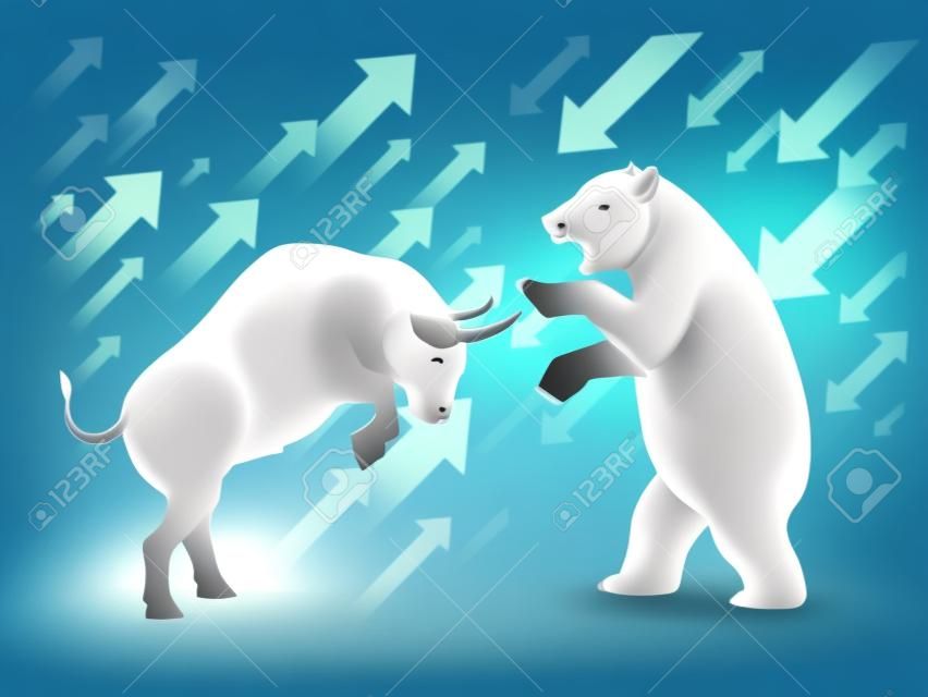 Concetto di mercato azionario toro e orso