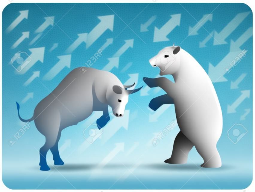 Concetto di mercato azionario toro e orso