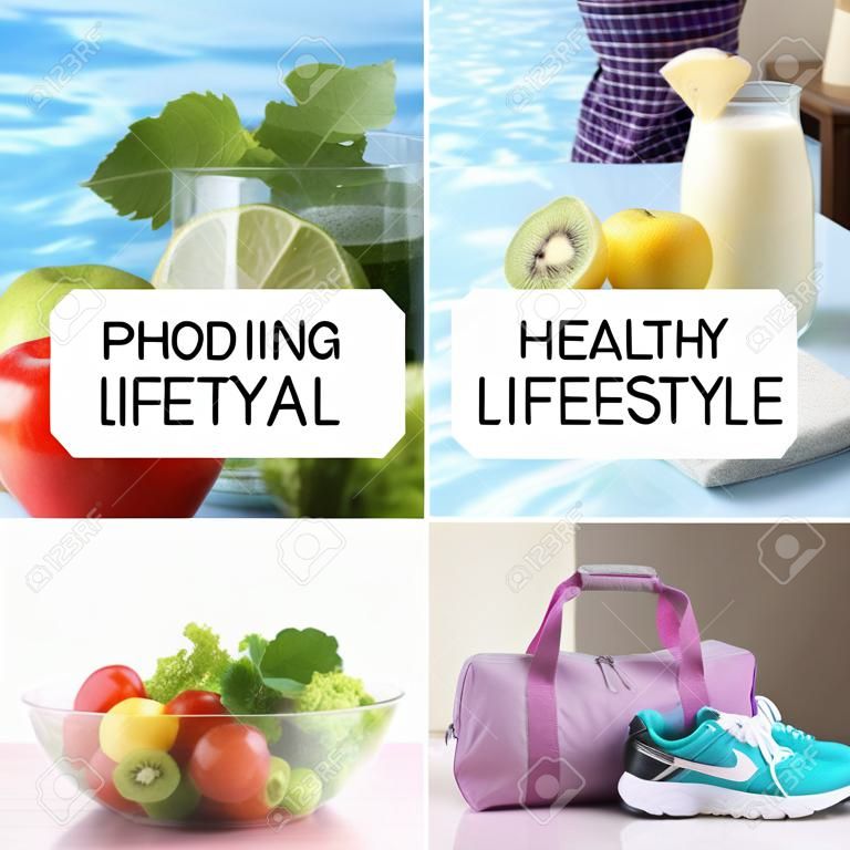Collage of healthy lifestyle