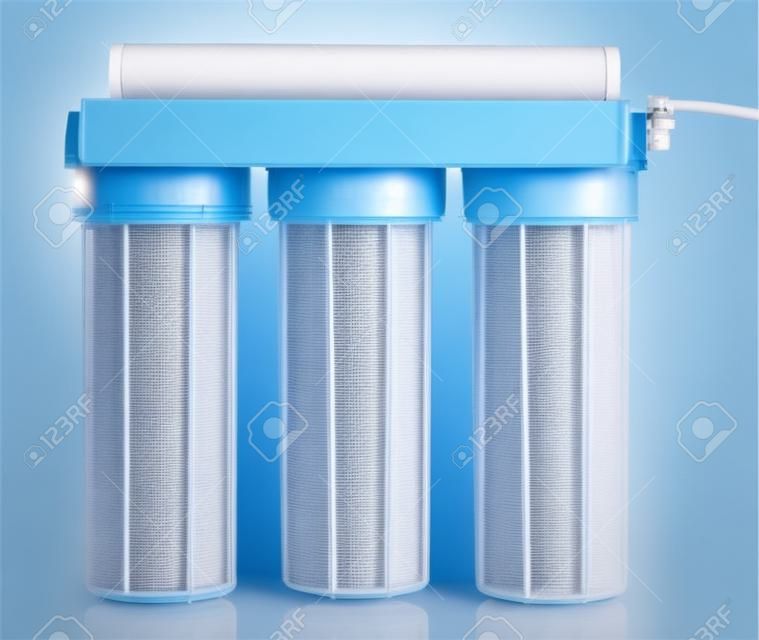 Filter system for water treatment isolated on white