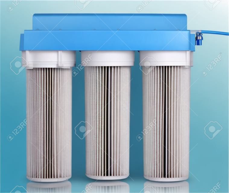 Filter system for water treatment isolated on white