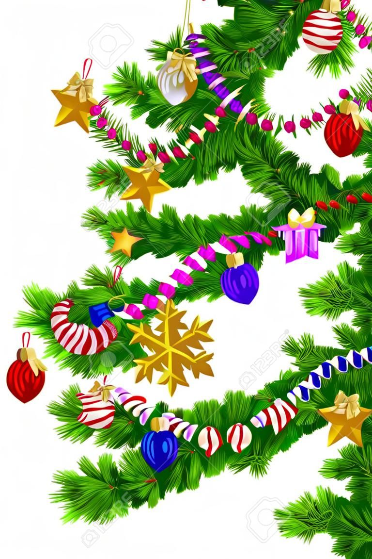 数 1。白い背景の上のクリスマス ツリーの装飾