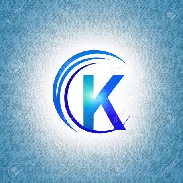 Carta de círculo de onda K logotipo ícone design ilustração