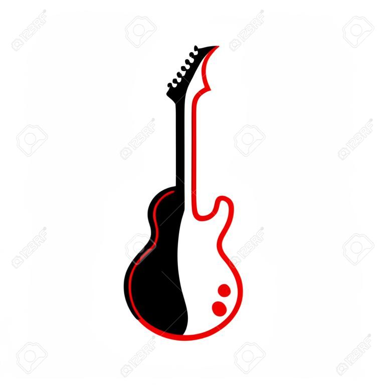 Illustrazione del design del logo dell'icona della chitarra