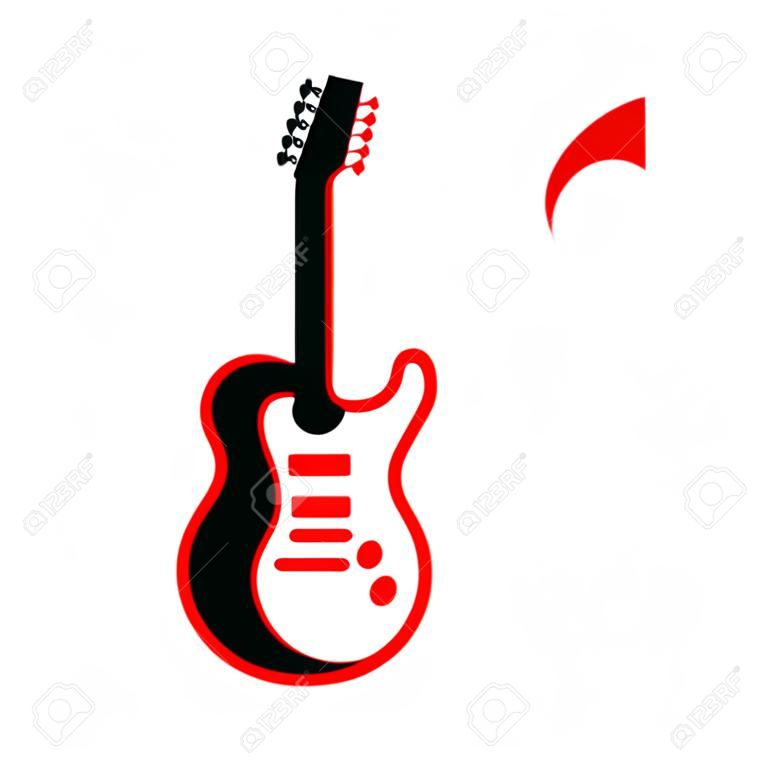 Illustrazione del design del logo dell'icona della chitarra