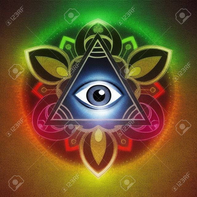 All-seeing eye pyramid symbol.