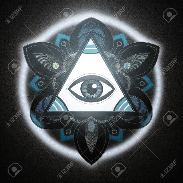 All-seeing eye pyramid symbol.