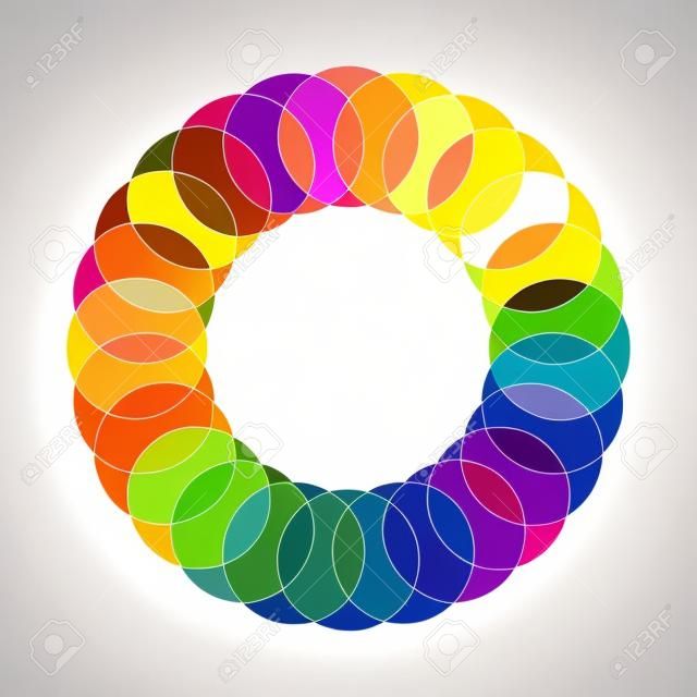 Palette circulaire de toutes les couleurs de l'arc-en-ciel sur fond blanc - illustration vectorielle
