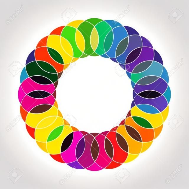 Palette circulaire de toutes les couleurs de l'arc-en-ciel sur fond blanc - illustration vectorielle