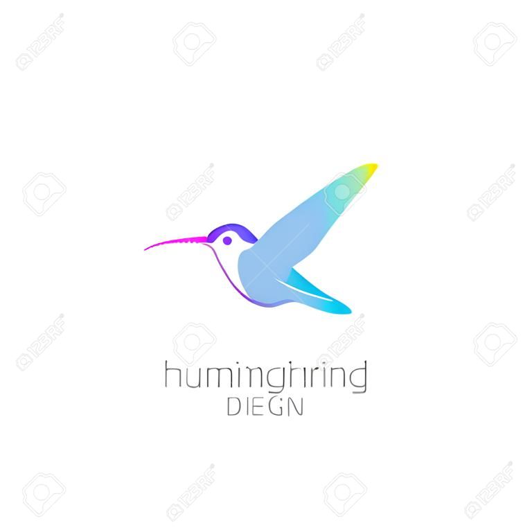 Projektowanie logo koliber. Ikona ptaka Colibri na białym tle