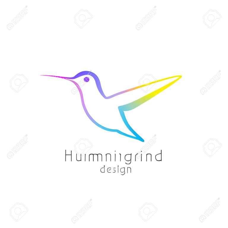 Projektowanie logo koliber. Ikona ptaka Colibri na białym tle