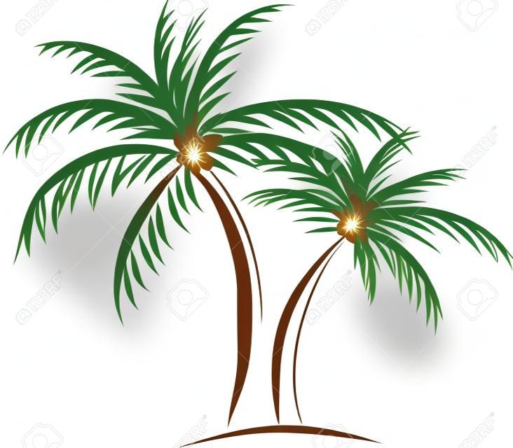 иллюстрация изолированных пальмами с кокосом на белом фоне