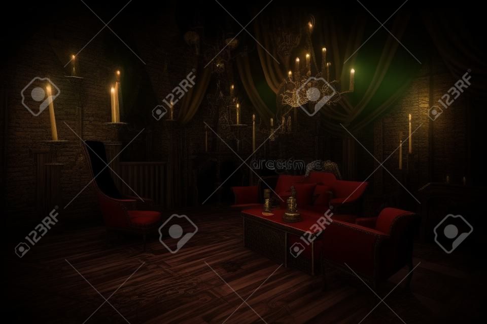 Empty royal throne in dark castle hall. Fantasy medieval throne for king.  Created with Generative AI 22132002 Stock Photo at Vecteezy