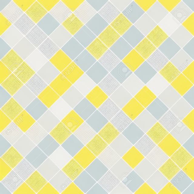 Xadrez amarelo verificar tecido textura sem costura padrão