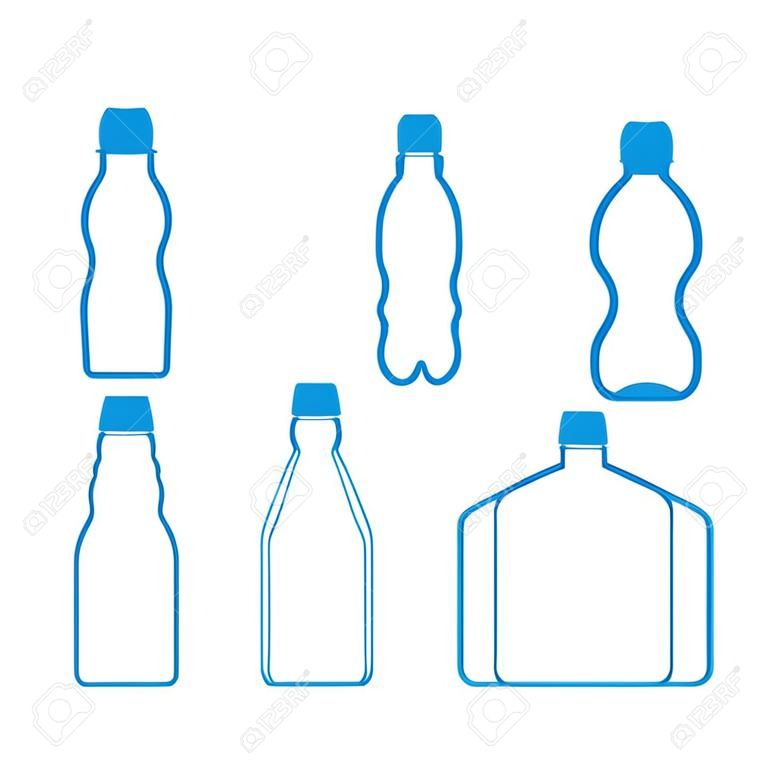 vector water plastic bottles set . flat style isolated on white background