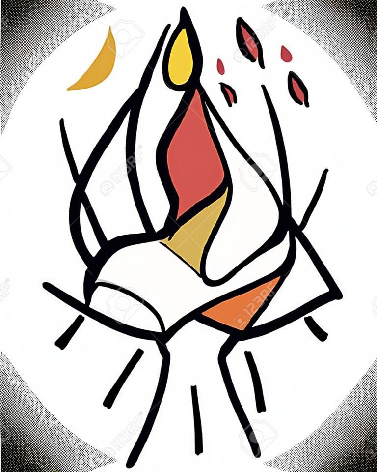 Hand drawn vector illustration or drawing of the Holy Spirit