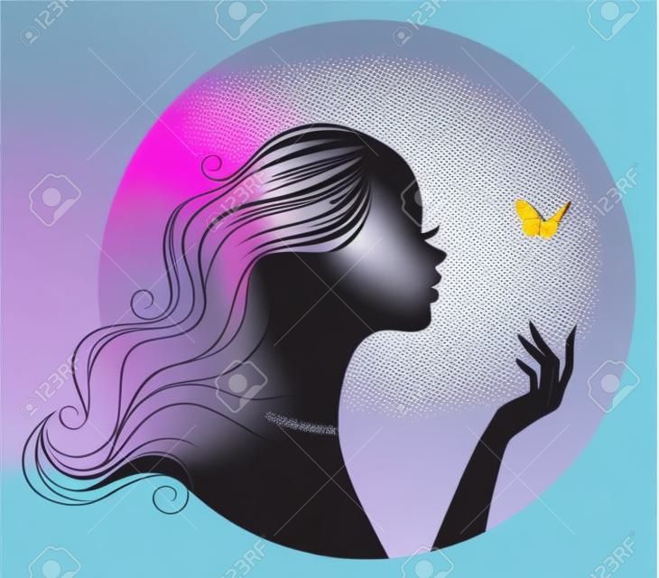 Векторная иллюстрация красота женщины с бабочкой