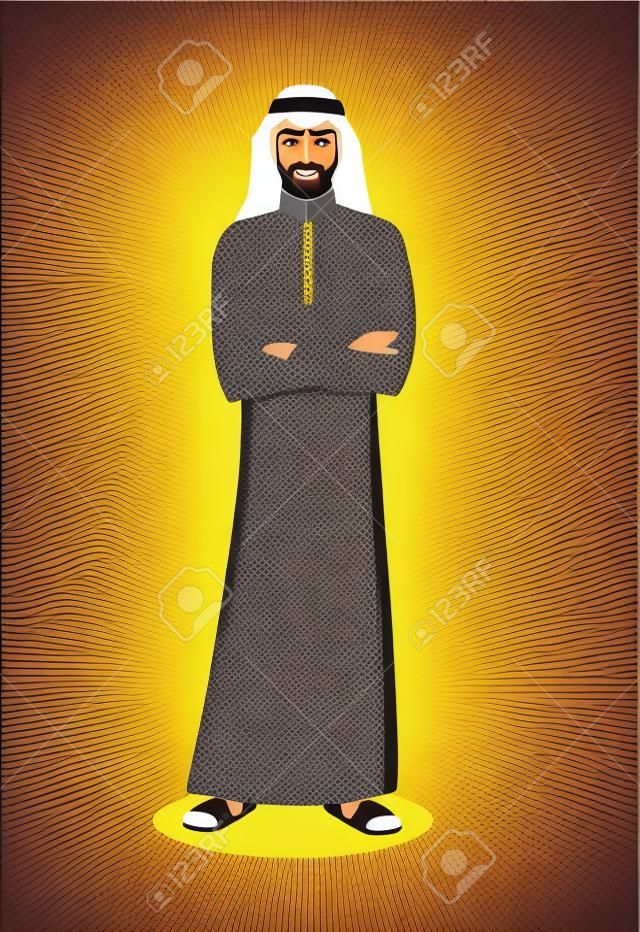 Ilustración del vector del carácter del hombre árabe de