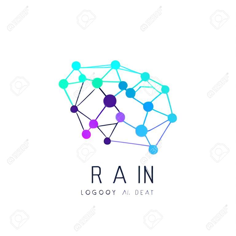 Colorful Vector Template Brain Logo. Artificial Intelligence Logo. Artificial Intelligence and Machine Learning Concept. Vector symbol AI. Creative Idea Concept Design Brain Logotype Icon.