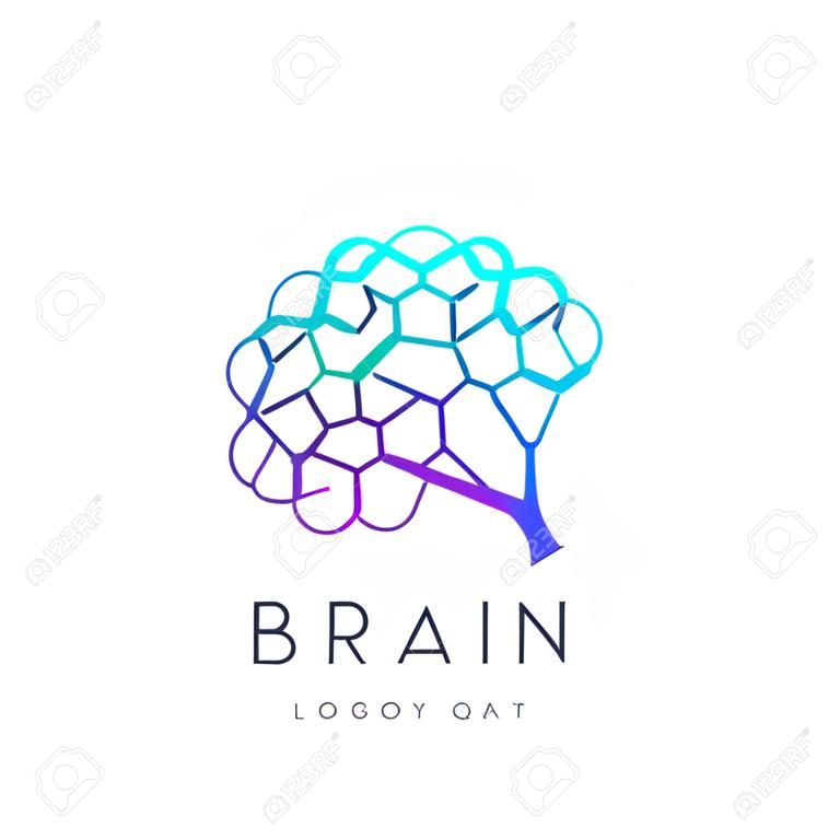 Kleurrijke Vector Template Brain Logo. Artificial Intelligence Logo. Artificial Intelligence en Machine Learning Concept. Vector symbool AI. Creative Idea Concept Design Brain Logotype Icon.