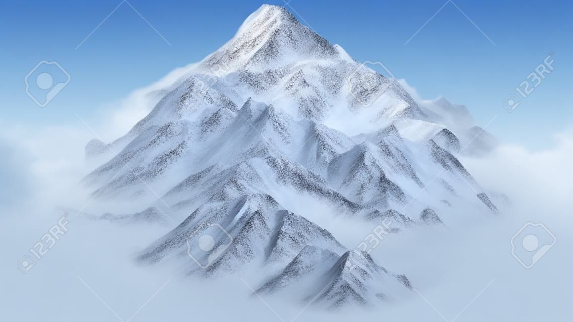 Snowy Mountains - Pico - separa en el fondo blanco blanco
