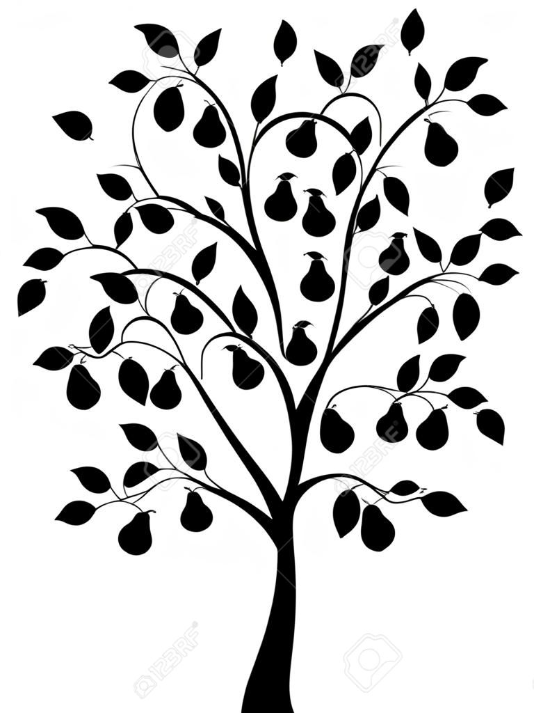 árvore de pera vetorial isolada no fundo branco