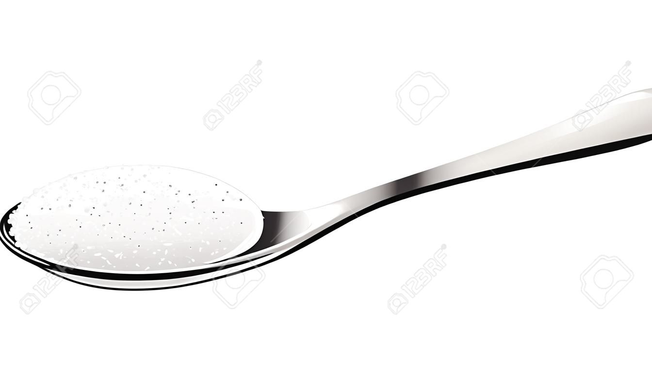 Une cuillère de sel, style 3d réaliste isolé sur fond blanc illustration vectorielle