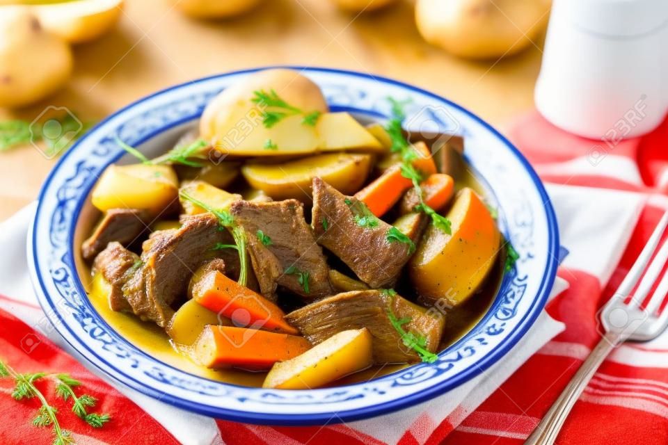 國產慢燉鍋燉肉用胡蘿蔔和土豆