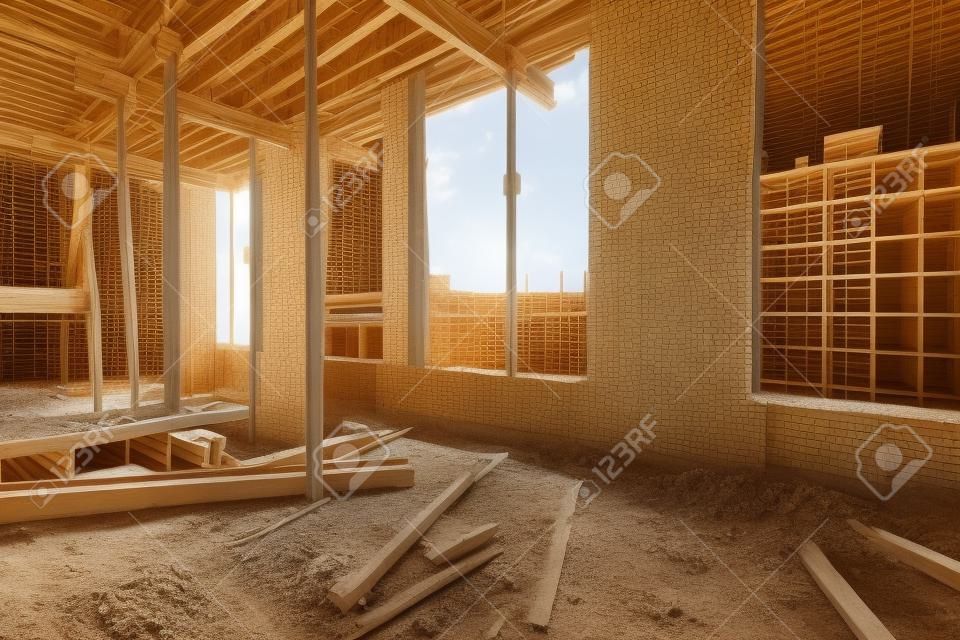 Construction site, interior of an unfinished building