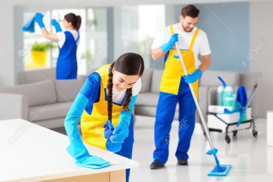 清掃作業中のプロ仕様の機器とサービス