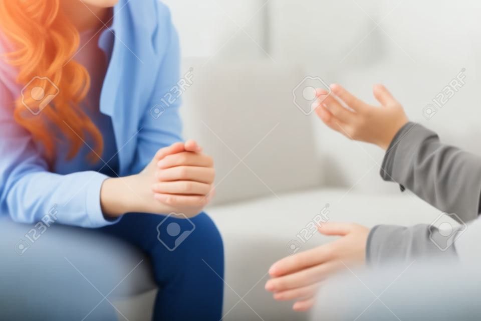 Close-up of a woman with psychological problems during therapy