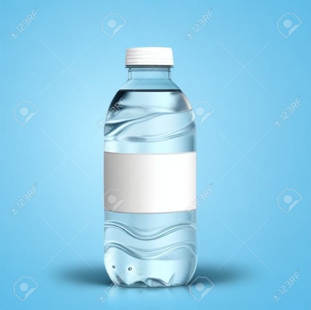 Газированная вода бутылка с пустой меткой, изолированных на белом фоне, бутылки с водой Макет