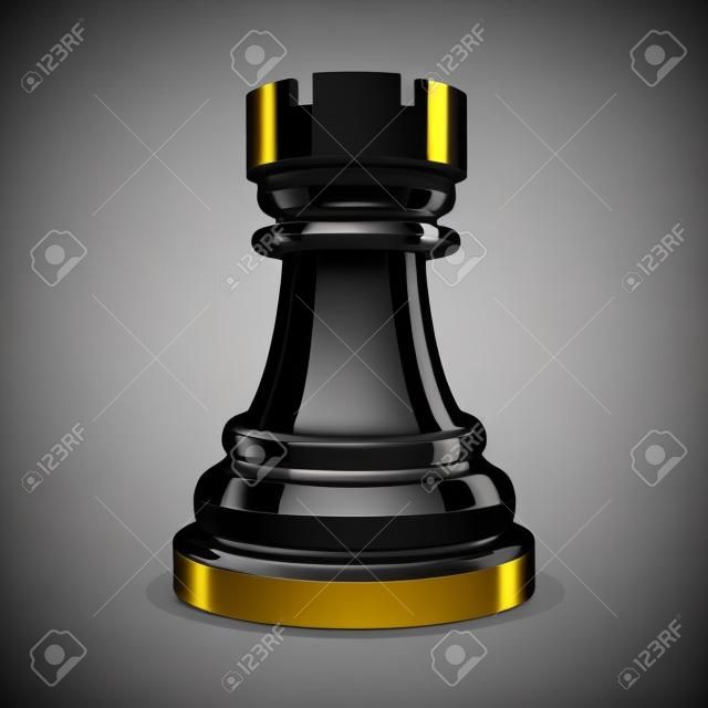 Realistischer schwarzer Turm des Schachs 3d.