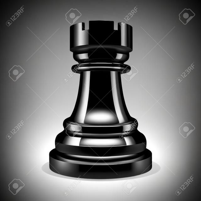 Realistischer schwarzer Turm des Schachs 3d.
