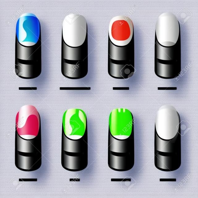 Cartoon Color Nail Diseases Icon Set Element Problem Toenail Concept Flat Design Style. Vector illustration of Nails