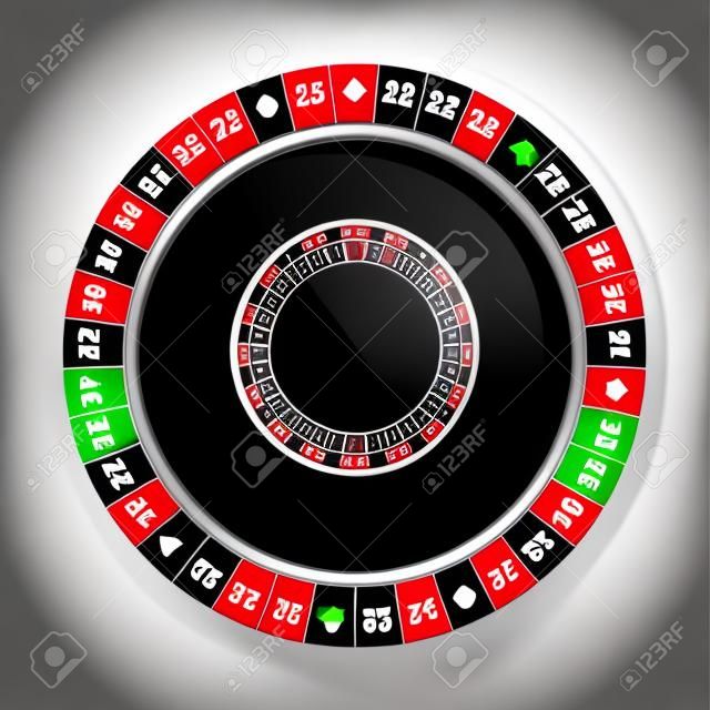 Roulette de casino ronde 3d détaillée réaliste avec des nombres. Vecteur