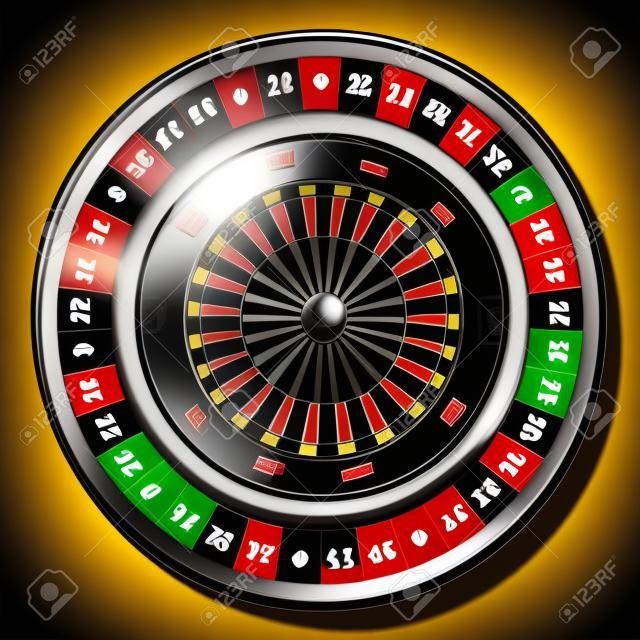 Roulette de casino ronde 3d détaillée réaliste avec des nombres. Vecteur