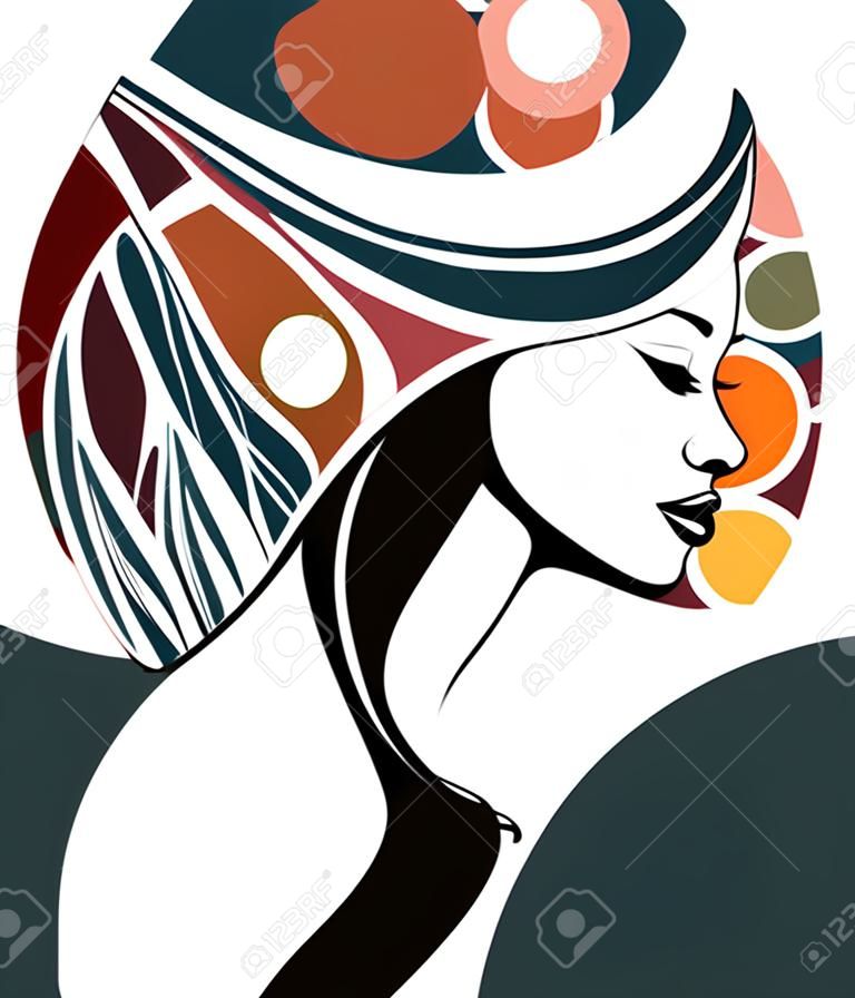 illustration vector of African women silhouette fashion models, beautiful black women on white background