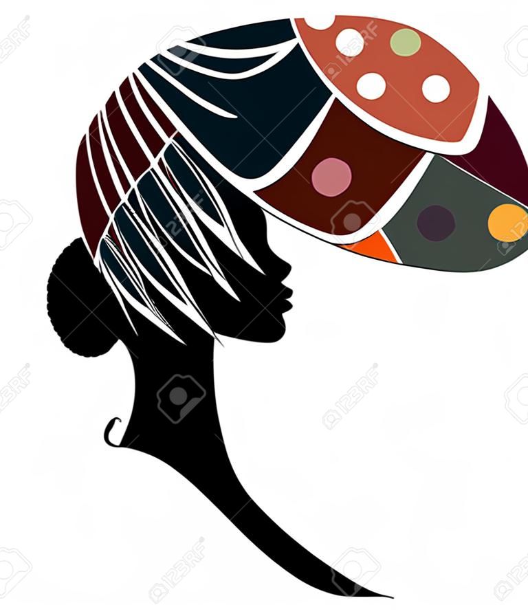 非洲婦女的插圖矢量剪影款式時尚，美麗的黑人婦女在白色背景