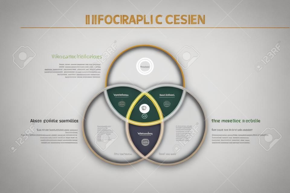 Venn diagram cirkels info-graphics sjabloon ontwerp illustratie.