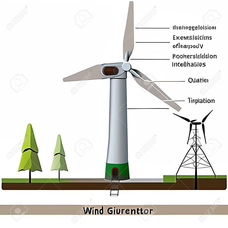 Wind generator infographic isolated on white background