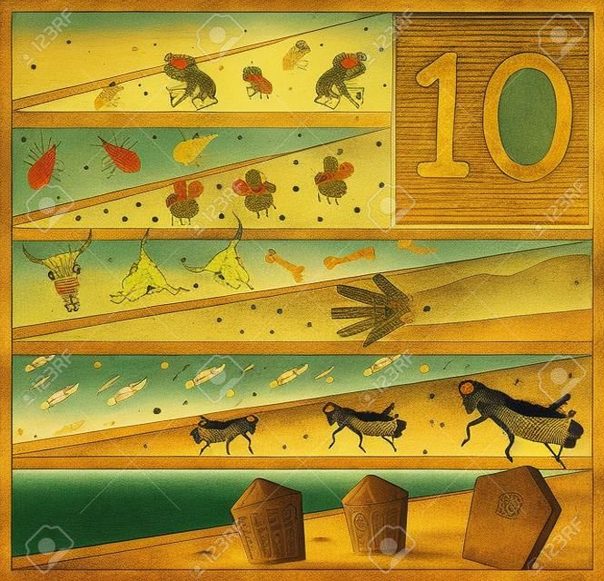Las diez plagas - Una ilustración de las diez plagas de Egipto