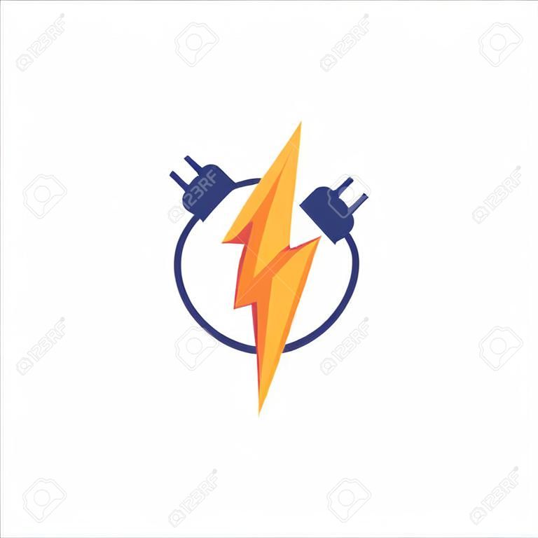 Electricity Logo, electric logo and icon Vector design Template. Plug creative concept logo design template, Lightning Icon in Vector. Lightning Logo, Power Energy Logo Design Element, Electrical plug  logo vector design