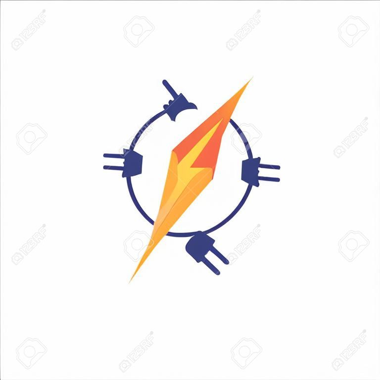 Electricity Logo, electric logo and icon Vector design Template. Plug creative concept logo design template, Lightning Icon in Vector. Lightning Logo, Power Energy Logo Design Element, Electrical plug  logo vector design