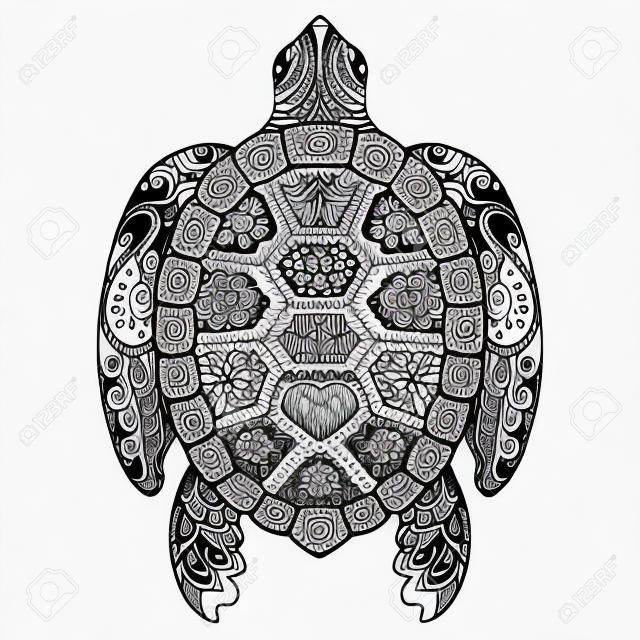 Zendoodle design of turtle for design element,t shirt design and coloring book page for adult