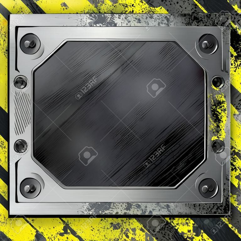 A Grunge Metal Background with Name Plate, Plaque