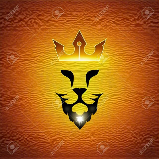 Icona del re leone / Testa di leone e vettore di corona. Elementi per l'identità di marca