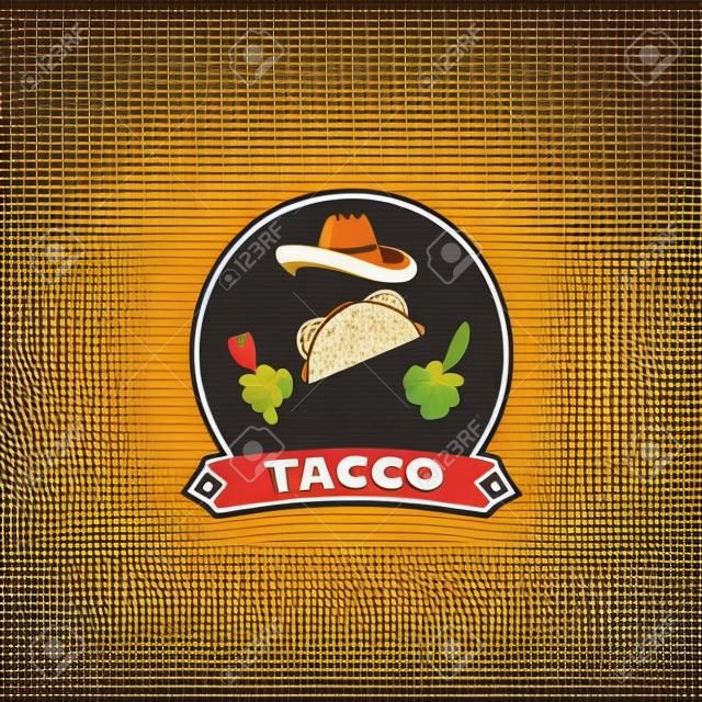 Taco vector illustration in flat style. lettering, illustration on white background. Concept for cafe, restaurant.