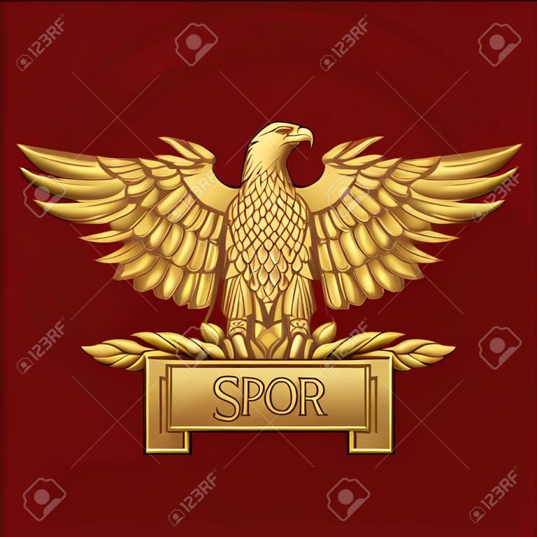 Golden Roman Eagle with the inscription SPQR - Senatus Populus Que Romanus, that in Italian means The Senate and the People of Rome.